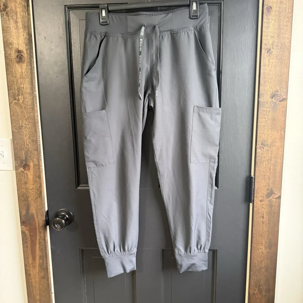 Med Couture Insight Gray Jogger Scrubs Medium Petite Pants EUC - Picture 2 of 10
